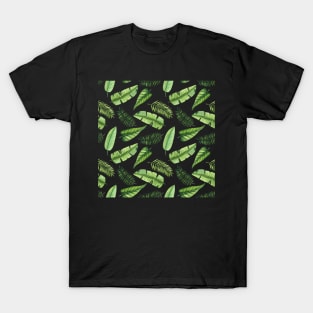 Watercolor Exotic Bright Green Leaves T-Shirt